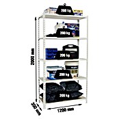 Simonrack Maderclick Estantería metálica Megaplus (Al x An x Pr: 200 x 120 x 30 cm, Capacidad de carga por balda: 200 kg, Número de baldas: 5 ud., Inserción, Blanco/Madera) | BAUHAUS