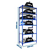 Simonrack Maderclick Metallregal Maderclick Mini (H x B x T: 250 x 80 x 50 cm, Traglast pro Boden: 150 kg, Anzahl Böden: 6 Stk., Stecken, Blau) | BAUHAUS
