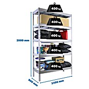 Simonrack Simonforte Estantería para cargas pesadas Metal (Al x An x Pr: 200 x 240 x 90 cm, Capacidad de carga por balda: 400 kg, Número de baldas: 5 ud., Inserción, Gris grafito) | BAUHAUS