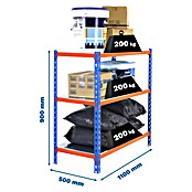 Simonrack Simonclick Estantería metálica Superplus (Al x An x Pr: 90 x 110 x 50 cm, Capacidad de carga por balda: 200 kg, Número de baldas: 3 ud., Inserción, Azul/Naranja/Galvanizado) | BAUHAUS