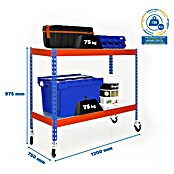 Simonrack Ecoforte Metallregal Ecoforte Metall Mobil (H x B x T: 97,5 x 120 x 75 cm, Traglast pro Boden: 75 kg, Anzahl Böden: 2 Stk., Stecken, Blau/Orange, Rollen) | BAUHAUS