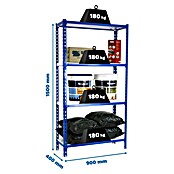 Simonrack Simonclick Metallregal Simonclick Plus (H x B x T: 150 x 90 x 40 cm, Traglast pro Boden: 180 kg, Anzahl Böden: 4 Stk., Stecken, Blau/Weiß) | BAUHAUS