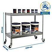 Simonrack Simontaller Metallregal Ecoforte Metall Mobil (H x B x T: 97,5 x 150 x 60 cm, Traglast pro Boden: 75 kg, Anzahl Böden: 2 Stk., Stecken, Silber, Rollen) | BAUHAUS