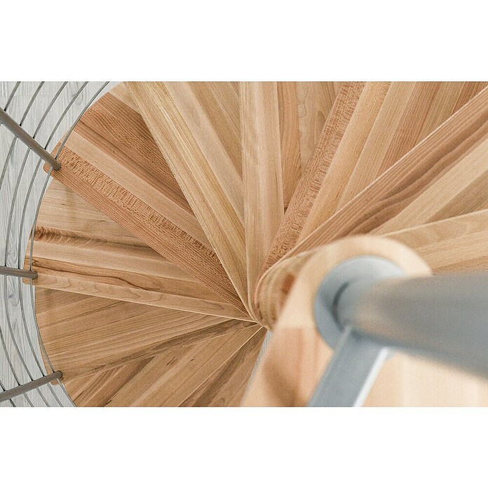 Minka Spindeltreppe Venezia (Durchmesser: 120 cm, Silber, Farbe Stufen: Buche Hell, Geschosshöhe: Max. 309 cm)