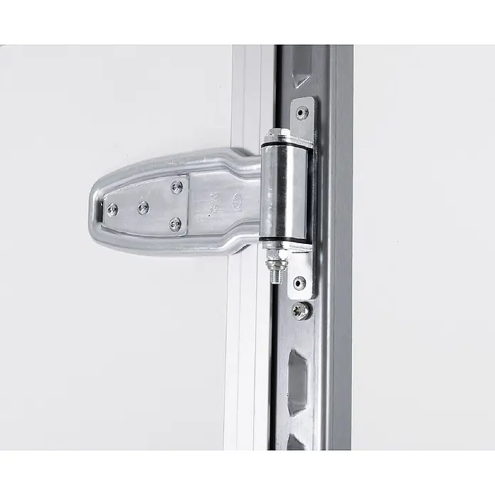 Stema Kofferanhänger P-Box 750 - Nutzlast: 331 kg, Einachser, Kasteninnenmaß: 255 × 132 x 154 cm - Silberfarbenes Industrie-Türscharnier aus Metall mit Montageplatte.