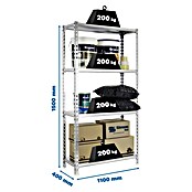 Simonrack Simonclick Estantería metálica Superplus (Al x An x Pr: 150 x 110 x 40 cm, Capacidad de carga por balda: 200 kg, Número de baldas: 4 ud., Inserción, Galvanizado) | BAUHAUS