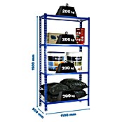 Simonrack Simonclick Metallregal Simonclick Super Plus (H x B x T: 150 x 110 x 50 cm, Traglast pro Boden: 200 kg, Anzahl Böden: 4 Stk., Stecken, Blau/Weiß) | BAUHAUS