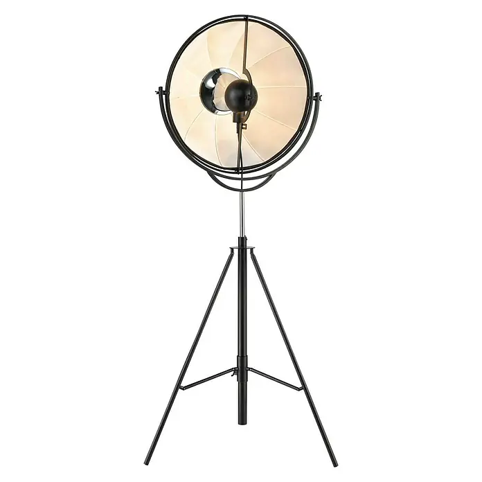 Tween Light Lámpara de pie Grazia - 60 W, Altura: 160 cm, Negro, E27 - Elegante lámpara de pie con base de trípode negra y pantalla grande y redonda. La lámpara proporciona una luz cálida e indirecta.