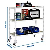 Simonrack Maderclick Estantería metálica Mobile Superplus (Al x An x Pr: 97,5 x 110 x 50 cm, Capacidad de carga: 225 kg, Número de baldas: 3 ud., Inserción, Blanco) | BAUHAUS