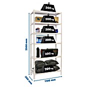 Simonrack Simonclick Metallregal Simonclick Super Plus (H x B x T: 250 x 110 x 30 cm, Traglast pro Boden: 200 kg, Anzahl Böden: 6 Stk., Stecken, Weiß/Weiß) | BAUHAUS