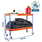 Simonrack Ecoforte Metallregal Ecoforte Chipboard Mobil (H x B x T: 97,5 x 150 x 45 cm, Traglast pro Boden: 75 kg, Anzahl Böden: 2 Stk., Stecken, Blau/Orange, Rollen) | BAUHAUS
