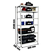 Simonrack Simonclick Metallregal Simonclick Mini (H x B x T: 250 x 80 x 30 cm, Traglast pro Boden: 180 kg, Anzahl Böden: 6 Stk., Stecken, Silber) | BAUHAUS