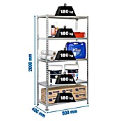 Simonrack Simonclick Metallregal Simonclick Mini (H x B x T: 180 x 80 x 40 cm, Traglast pro Boden: 180 kg, Anzahl Böden: 5 Stk., Stecken, Grau) | BAUHAUS