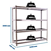 Simonrack Simonforte Estantería para cargas pesadas (Al x An x Pr: 200 x 240 x 45 cm, Número de baldas: 4 ud., Inserción, Galvanizado, Capacidad de carga por balda: 400 kg) | BAUHAUS