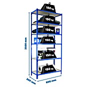 Simonrack Maderclick Metallregal Maderclick Mini (H x B x T: 250 x 80 x 30 cm, Traglast pro Boden: 150 kg, Anzahl Böden: 6 Stk., Stecken, Blau) | BAUHAUS
