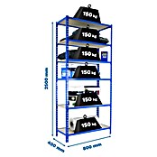 Simonrack Maderclick Metallregal Maderclick Mini (H x B x T: 250 x 80 x 40 cm, Traglast pro Boden: 150 kg, Anzahl Böden: 6 Stk., Stecken, Blau) | BAUHAUS