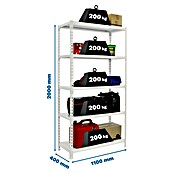 Simonrack Simonclick Metallregal Simonclick Super Plus (H x B x T: 200 x 110 x 40 cm, Traglast pro Boden: 200 kg, Anzahl Böden: 5 Stk., Stecken, Weiß) | BAUHAUS