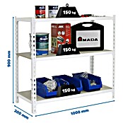 Simonrack Maderclick Metallregal Maderclick Plus (H x B x T: 90 x 100 x 30 cm, Traglast pro Boden: 150 kg, Anzahl Böden: 3 Stk., Stecken, Weiß) | BAUHAUS