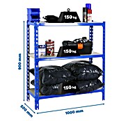 Simonrack Maderclick Metallregal Maderclick Plus (H x B x T: 90 x 100 x 50 cm, Traglast pro Boden: 150 kg, Anzahl Böden: 3 Stk., Stecken, Blau) | BAUHAUS