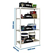 Simonrack Maderclick Metallregal Maderclick Plus (H x B x T: 150 x 100 x 30 cm, Traglast pro Boden: 150 kg, Anzahl Böden: 4 Stk., Stecken, Weiß) | BAUHAUS