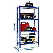 Simonrack Maderclick Metallregal Maderclick Plus (H x B x T: 150 x 100 x 50 cm, Traglast pro Boden: 150 kg, Anzahl Böden: 4 Stk., Stecken, Blau) | BAUHAUS