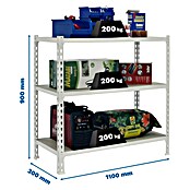 Simonrack Maderclick Estantería metálica Superplus (Al x An x Pr: 90 x 110 x 30 cm, Capacidad de carga por balda: 200 kg, Número de baldas: 3 ud., Inserción, Blanco/Madera) | BAUHAUS