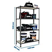 Simonrack Maderclick Metallregal Maderclick SuperPlus (H x B x T: 150 x 110 x 50 cm, Traglast pro Boden: 200 kg, Anzahl Böden: 4 Stk., Stecken, Grau) | BAUHAUS