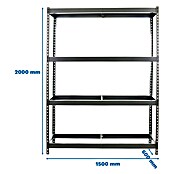 Simonrack Simonforte Estantería para cargas pesadas (Al x An x Pr: 200 x 150 x 60 cm, Número de baldas: 4 ud., Inserción, Gris, Capacidad de carga por balda: 600 kg) | BAUHAUS