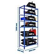 Simonrack Simonclick Estantería metálica Mini (Al x An x Pr: 250 x 80 x 50 cm, Capacidad de carga por balda: 180 kg, Número de baldas: 6 ud., Inserción, Azul/Blanco) | BAUHAUS