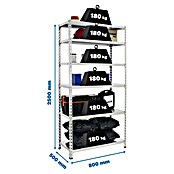 Simonrack Simonclick Metallregal Simonclick Mini (H x B x T: 250 x 80 x 50 cm, Traglast pro Boden: 180 kg, Anzahl Böden: 6 Stk., Stecken, Silber) | BAUHAUS