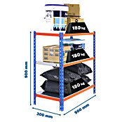 Simonrack Simonclick Estantería metálica (Al x An x Pr: 90 x 90 x 30 cm, Capacidad de carga por balda: 180 kg, Número de baldas: 3 ud., Inserción, Azul/Naranja) | BAUHAUS