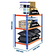 Simonrack Simonclick Metallregal Simonclick Super Plus (H x B x T: 100 x 110 x 50 cm, Traglast pro Boden: 200 kg, Anzahl Böden: 3 Stk., Stecken, Blau/Orange/Silber) | BAUHAUS