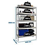 Simonrack Simonforte Schwerlastregal Simonforte Chipboard (H x B x T: 300 x 150 x 75 cm, Traglast pro Boden: 600 kg, Anzahl Böden: 5 Stk., Stecken, Silber) | BAUHAUS