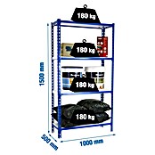 Simonrack Simonclick Estantería metálica Plus (Al x An x Pr: 150 x 100 x 50 cm, Capacidad de carga por balda: 180 kg, Número de baldas: 4 ud., Inserción, Azul/Blanco) | BAUHAUS