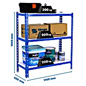 Simonrack Simonclick Metallregal Simonclick Super Plus (H x B x T: 100 x 110 x 40 cm, Traglast pro Boden: 200 kg, Anzahl Böden: 3 Stk., Stecken, Blau/Weiß) | BAUHAUS