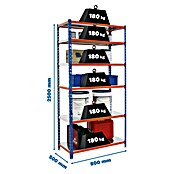 Simonrack Simonclick Estantería metálica Mini (Al x An x Pr: 250 x 80 x 50 cm, Capacidad de carga por balda: 180 kg, Número de baldas: 6 ud., Inserción, Azul/Naranja) | BAUHAUS