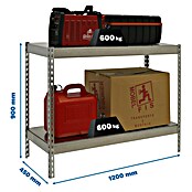 Simonrack Simonforte Schwerlastregal Simonforte Metall (H x B x T: 90 x 120 x 45 cm, Traglast pro Boden: 600 kg, Anzahl Böden: 2 Stk., Stecken, Graphitgrau) | BAUHAUS
