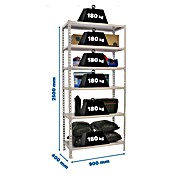 Simonrack Simonclick Estantería metálica (Al x An x Pr: 250 x 90 x 40 cm, Capacidad de carga por balda: 180 kg, Número de baldas: 6 ud., Inserción, Blanco) | BAUHAUS