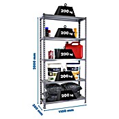Simonrack Simonclick Metallregal Simonclick Super Plus (H x B x T: 200 x 110 x 30 cm, Traglast pro Boden: 200 kg, Anzahl Böden: 5 Stk., Stecken, Grau) | BAUHAUS