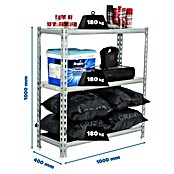 Simonrack Simonclick Metallregal Simonclick Plus (H x B x T: 100 x 100 x 40 cm, Traglast pro Boden: 180 kg, Anzahl Böden: 3 Stk., Stecken, Silber) | BAUHAUS