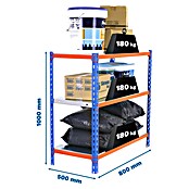 Simonrack Simonclick Estantería metálica Mini (Al x An x Pr: 100 x 80 x 50 cm, Capacidad de carga por balda: 180 kg, Número de baldas: 3 ud., Inserción, Azul/Naranja) | BAUHAUS