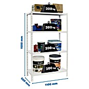 Simonrack Simonclick Metallregal Simonclick Super Plus (H x B x T: 150 x 110 x 50 cm, Traglast pro Boden: 200 kg, Anzahl Böden: 4 Stk., Stecken, Weiß/Weiß) | BAUHAUS