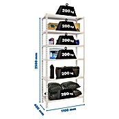 Simonrack Simonclick Metallregal Simonclick Super Plus (H x B x T: 250 x 110 x 40 cm, Traglast pro Boden: 200 kg, Anzahl Böden: 6 Stk., Stecken, Weiß) | BAUHAUS