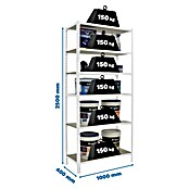 Simonrack Maderclick Metallregal Maderclick Plus (H x B x T: 250 x 100 x 40 cm, Traglast pro Boden: 150 kg, Anzahl Böden: 6 Stk., Stecken, Weiß) | BAUHAUS