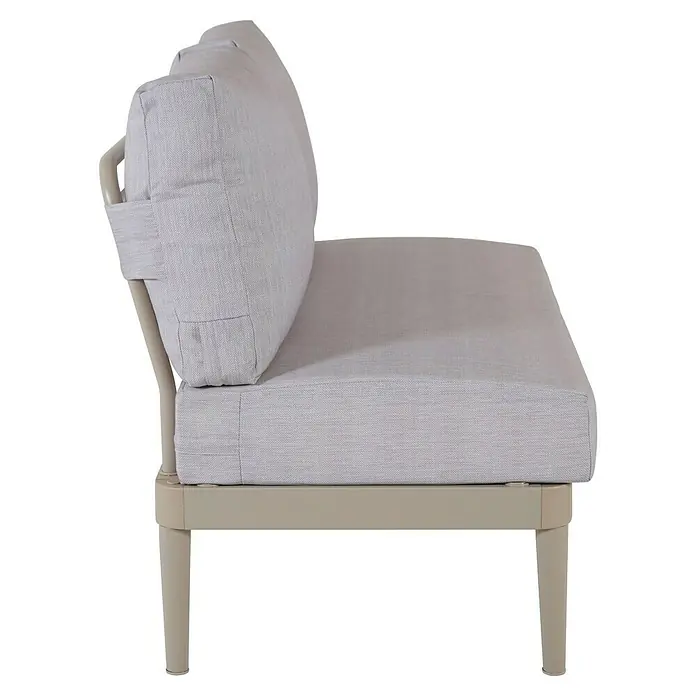 Bonlay Loungesofa Luna - B x T x H: 118 x 58 x 83 cm, Aluminium, Textilene, Sandbeige - Outdoor-Sofa-Segment mit hellgrauem Bezug und beigem Gestell.