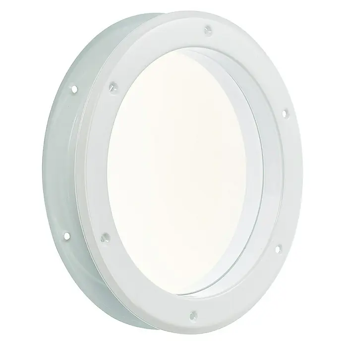 Mottez Bullauge - Metall, Weiß, Optik Glas: Klarglas, Durchmesser: 26 cm - Weißes Bullauge, ideal für nautische Dekorationen oder als stilvolles Fenster mit rundem Rahmen.