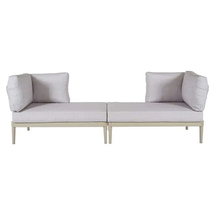 Bonlay Loungesofa Luna - B x T x H: 118 x 58 x 83 cm, Aluminium, Textilene, Sandbeige - Helles modulares Outdoor-Sofa in Grau mit beigem Gestell.