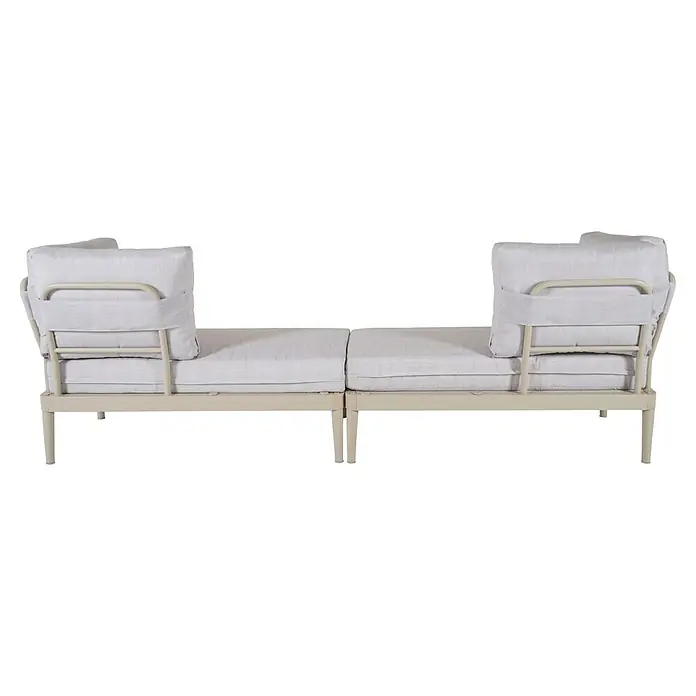 Bonlay Loungesofa Luna - B x T x H: 118 x 58 x 83 cm, Aluminium, Textilene, Sandbeige - Modulares Outdoor-Sofa mit hellgrauen Polstern und hellbeigem Metallgestell.