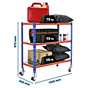 Simonrack Simonclick Estantería metálica Mobile Superplus (Al x An x Pr: 90 x 110 x 30 cm, Capacidad de carga: 225 kg, Número de baldas: 3 ud., Inserción, Blanco) | BAUHAUS