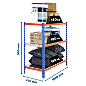 Simonrack Simonclick Estantería metálica Plus (Al x An x Pr: 90 x 100 x 40 cm, Capacidad de carga por balda: 180 kg, Número de baldas: 3 ud., Inserción, Azul/Naranja) | BAUHAUS